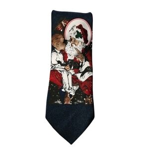 The Saturday Evening Post Christmas Tie | Santa & Child | Navy/Red | 57"